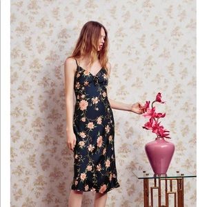 UO Betsy Satin Tie-Front Midi Dress